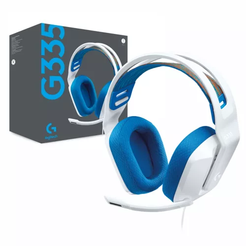 Audífonos Logitech G335 blancos gamer — con micrófono