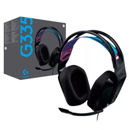 Audífonos Logitech G335 negros gamer — con micrófono