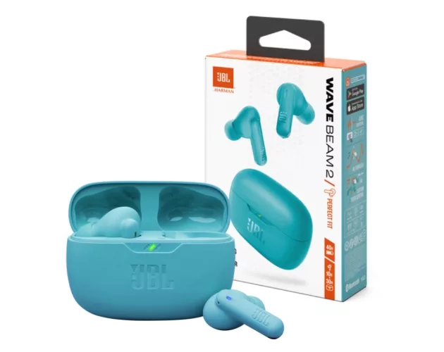 Auricular JBL Wave Beam 2 azul Bluetooth — con micrófono — bluetooth